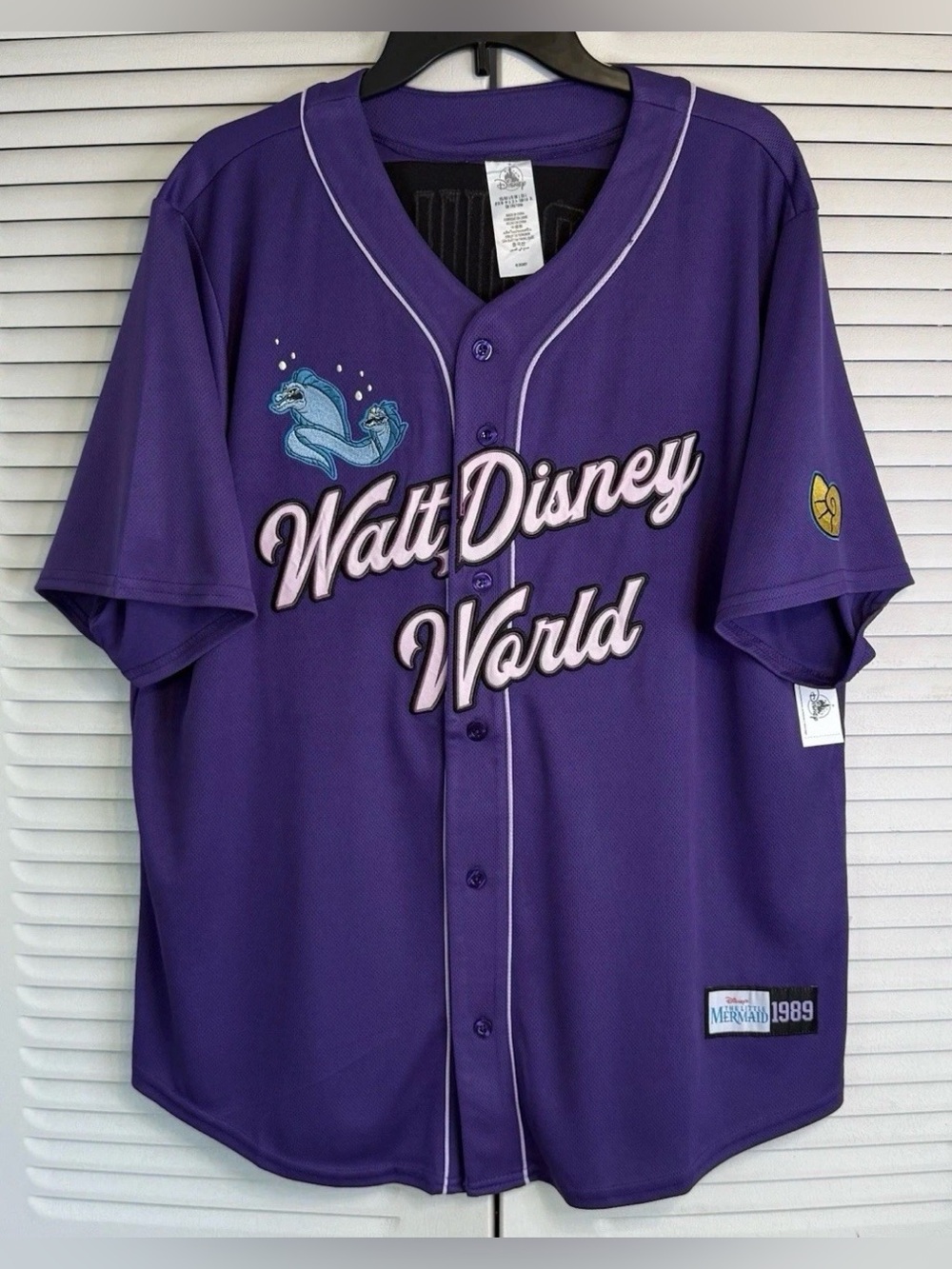 Disney Parks Ursula Flotsam Jetsam Baseball Jersey Adult L Walt Disney World NWT